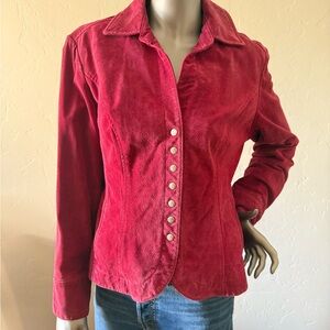 Live a Little Raspberry Suede Snap Front Feminine Boho Jacket